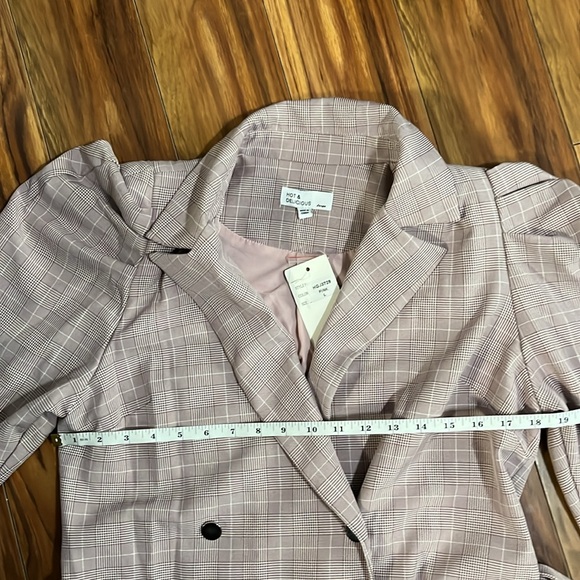 Hot & Delicious mauve pink plaid trench coat, size large, NWT. - Picture 8 of 13